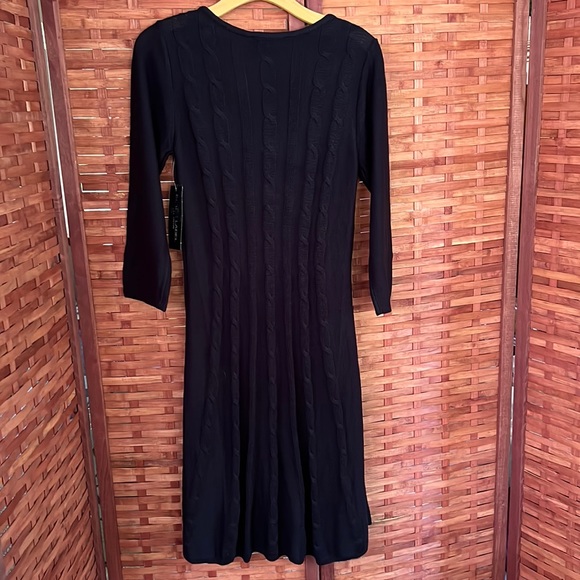 NWT Black Label by Evan Picone Navy Blue Long Sleeve Knitted Sweater Dress Large - Picture 5 of 13